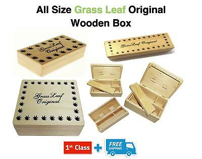 Genuine Wooden Rolling Box Grass Leaf Tobacco Rizla Smoking Storage Tub