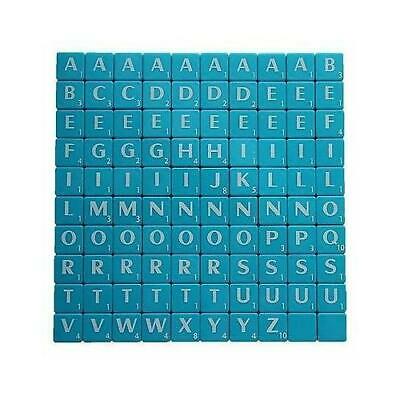 TILES BLUE/WHITE LETTERS FULL SET 100 PIECES -PLASTIC BLUE COLOURED