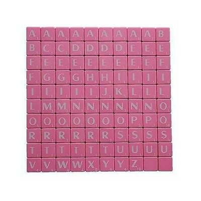 TILES PINK/WHITE LETTERS FULL SET 100 PIECES -PLASTIC PINK COLOURED