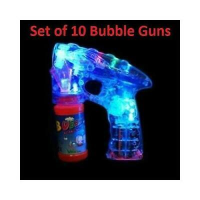 Set of 10 Bubble Guns Shooter led Lights with free bubble solution 3+