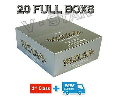 20 BOX RIZLA SILVER KING SIZE SLIM ULTRA THIN CIGARETTE SMOKING ROLLING PAPERS