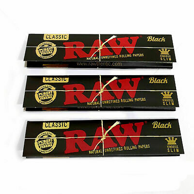 10x RAW Black Rolling Papers King Size KS Slim Classic Natural Unrefined Skins