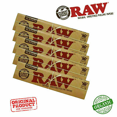 5x RAW Classic Natural Unrefined Rizla Rolling Papers Slim 110mm King Size CHEAP