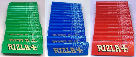 Genuine RIZLA * GREEN RED BLUE * Cigarette Regular Size Rolling Paper Booklets