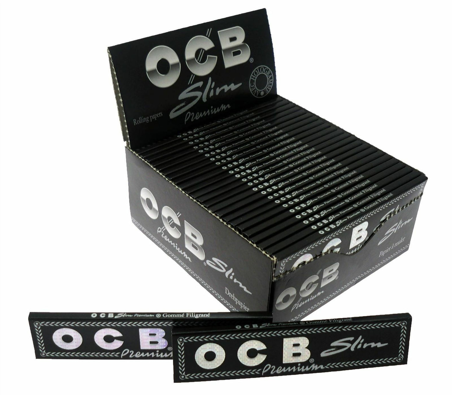 OCB Premium Black Slim Rolling Papers Kingsize Cigarette Full Box 50 Booklets