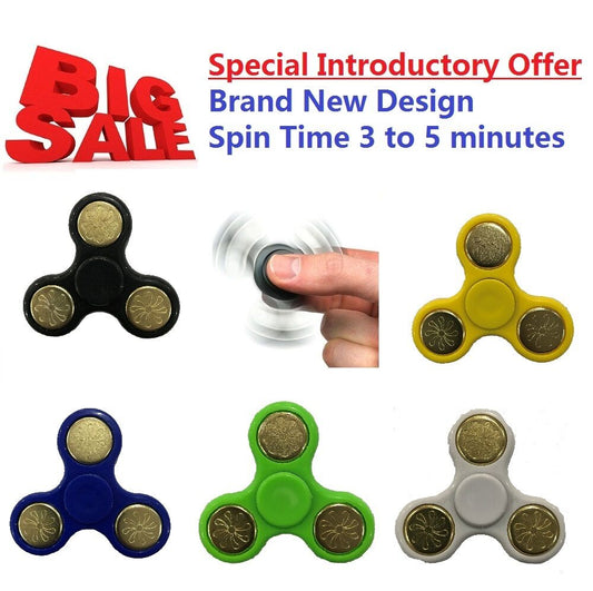 Hand Spinner Finger Fidget Weight Sensory Toy Addictive Stress Relief - 6 Colors