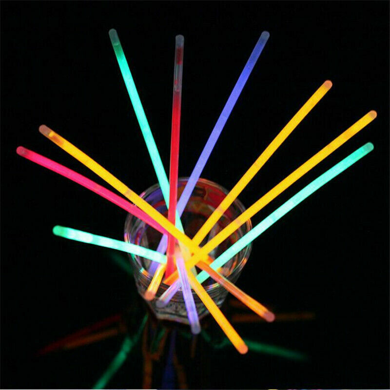 100 x 8” GLOW STICKS BRACELETS NECKLACES NEON COLOURS PARTY FAVORS RAVE DISCO