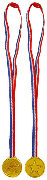 Gold Winner Medal With Ribbon Neck Cord Party Bag Filler Toys For Kids 1 to 96