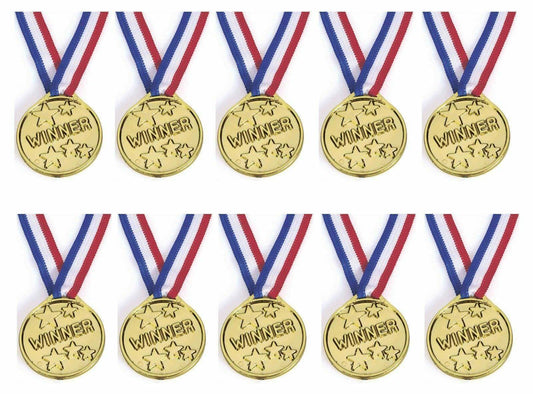 Quality 1 to 96 Children Gold Plastic Winner Medal Sport Day Party Bag Award Toy