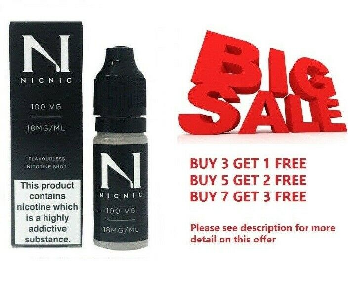 10ml Nicotine Shots - 18mg Nic Strength - 100 High VG - Nic Nic