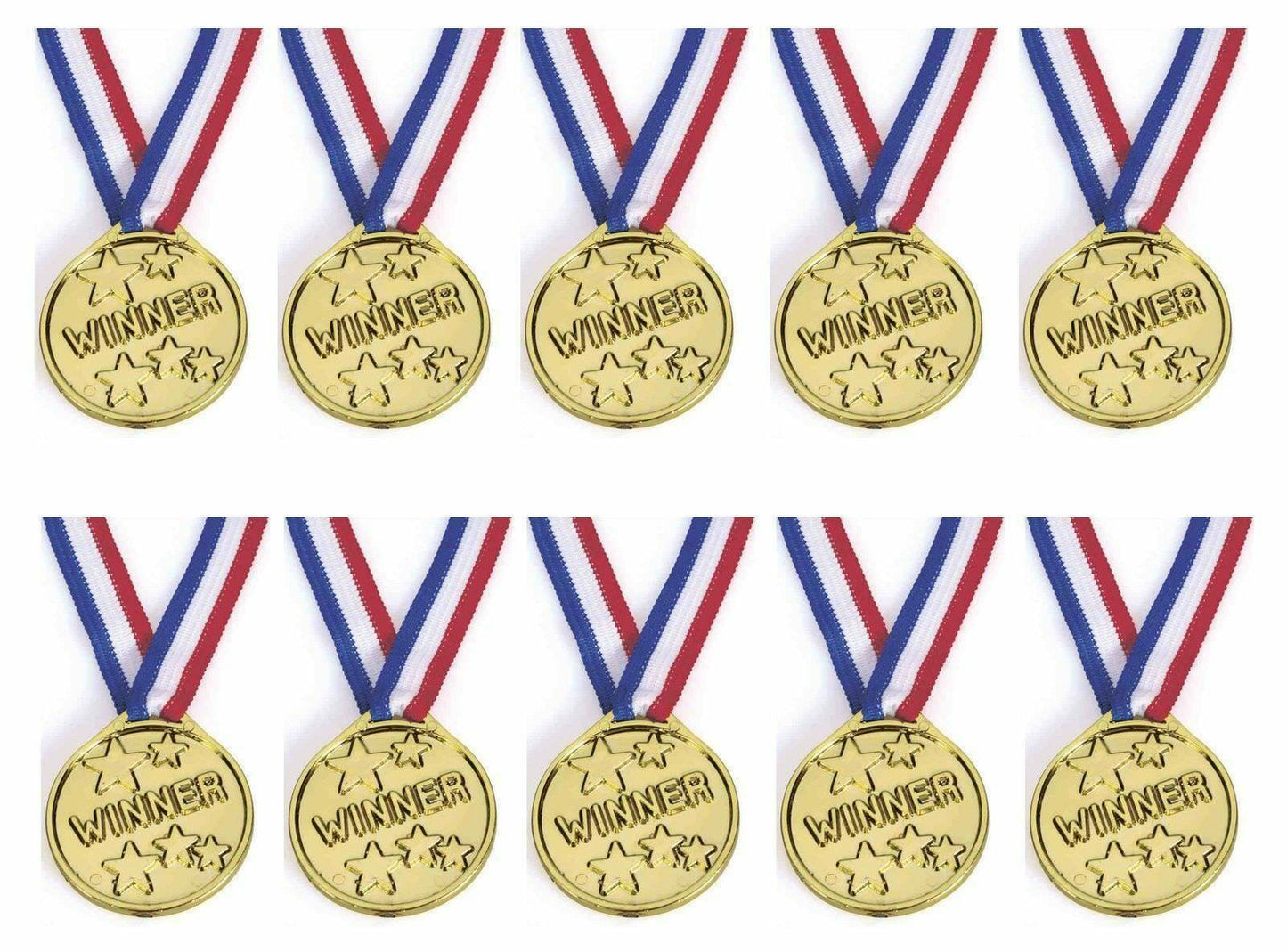 Gold Winner Medal With Ribbon Neck Cord Party Bag Filler Toys For Kids 1 to 96