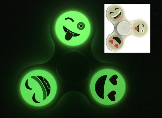 Glow in the Dark Finger Fidget Hand Flip Spinner Desk Focus Toy Emoji Faces