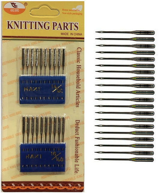 Pack of 20 DOMESTIC SEWING MACHINE NEEDLES HA X 1 (1 side flat)