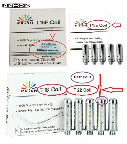 5x or 1x Coils Origina Innokin Endura T18 T22 | T18E Replacement Coil Prism Tank