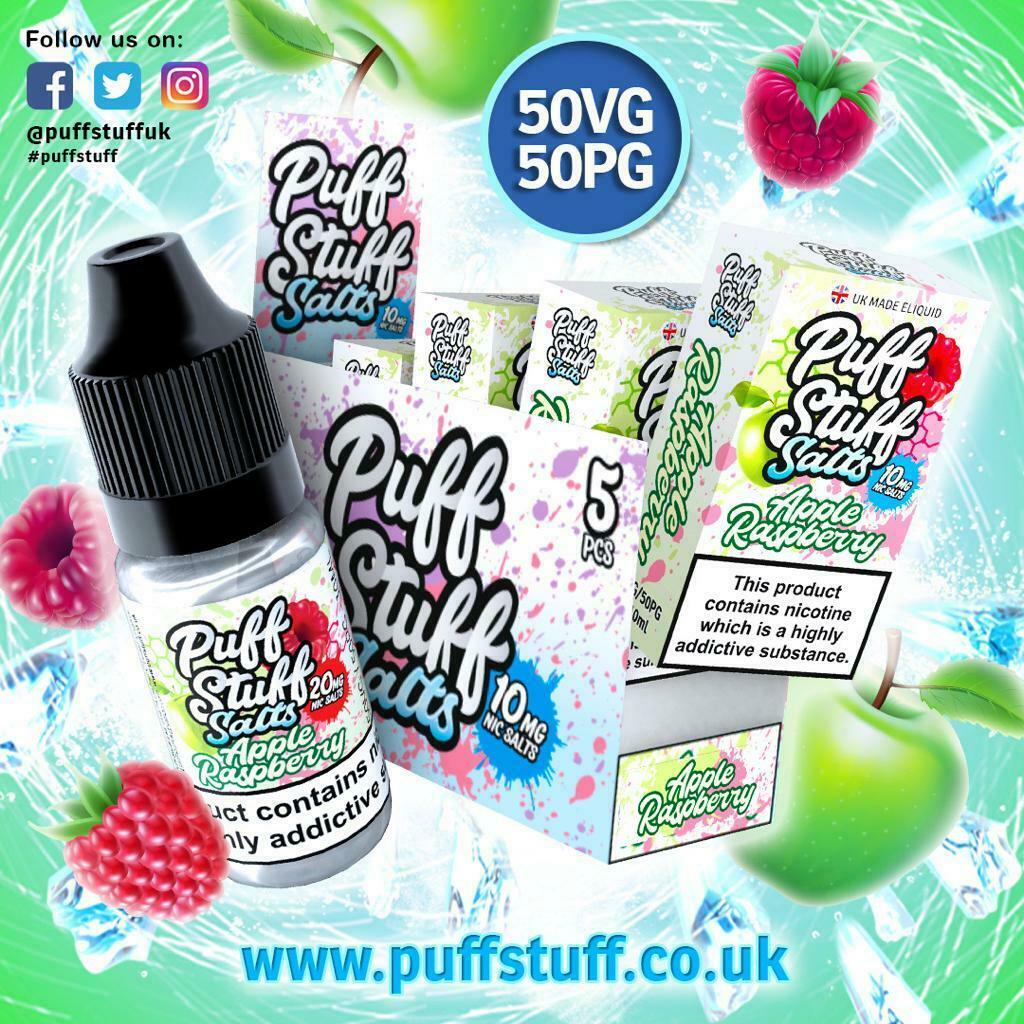 50vg/50pg vape juice PUFF STUFF SALTS ELiquid Nic Salt Vape Juice 10ml 50VG/50PG 10mg/20mg – e- vaping.co.uk
