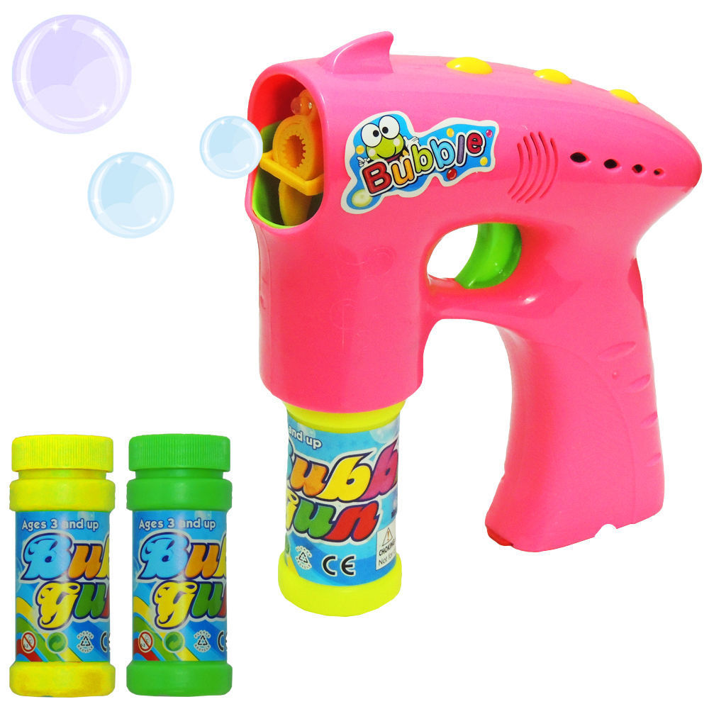 Set of 10 Bubble Gun Shooter with free 2 free bubble solution pink or blue 3+